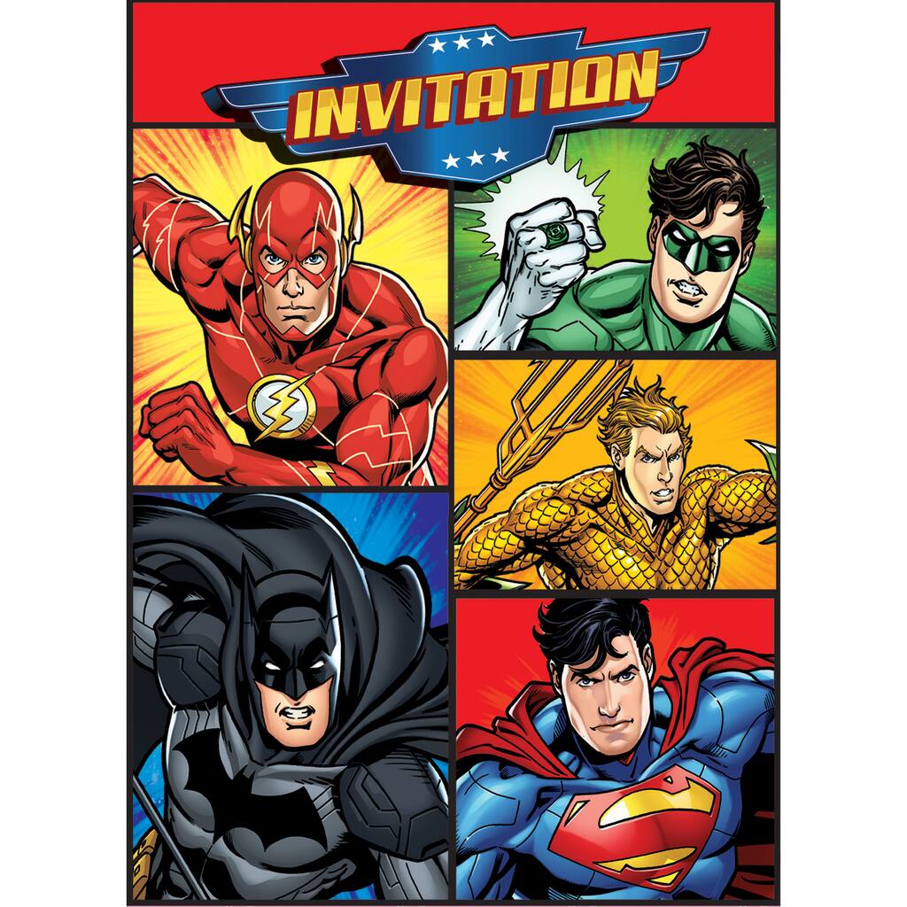 Justice League Party Invitations Justice League Party Supplies